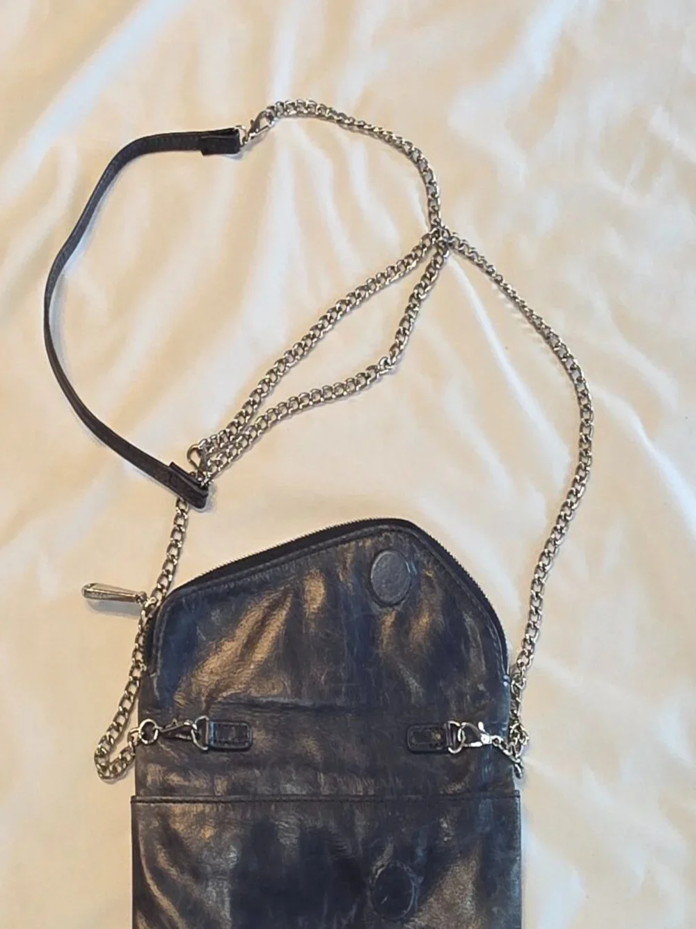 HOBO Daria Convertible Crossbody Leather Bag Purse Blue Clutch Distressed